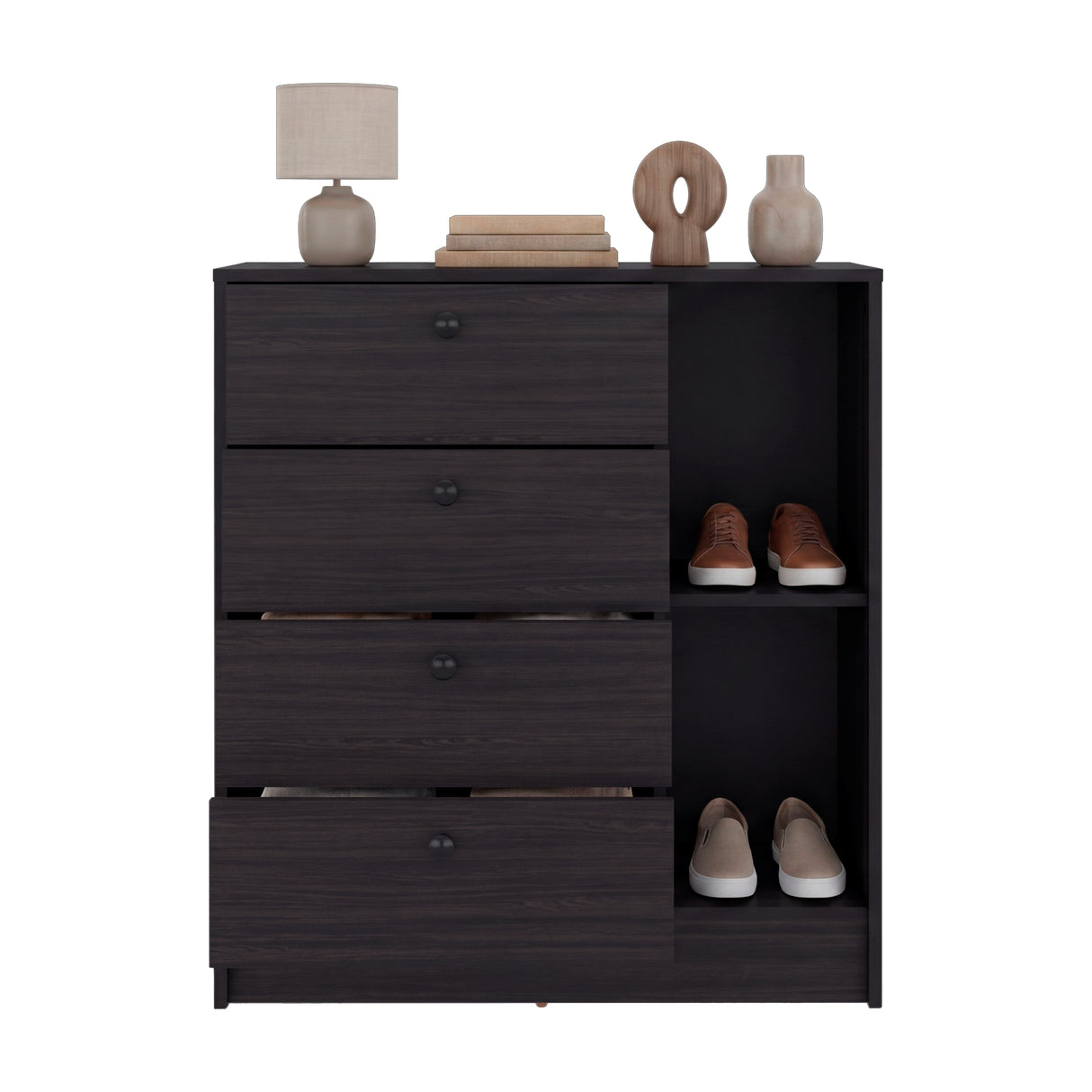 Cajonera Havana Wengue 80x89cm de Cuatro Hileras con Cuatro Cajones