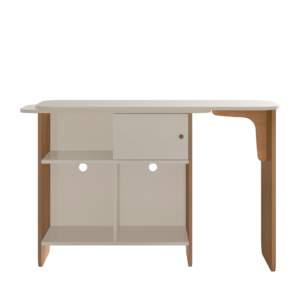 Escritorio Transformable Nomad Café Claro y Beige 118.5x73.5cm con Un Cajón y con Organizador de Libros