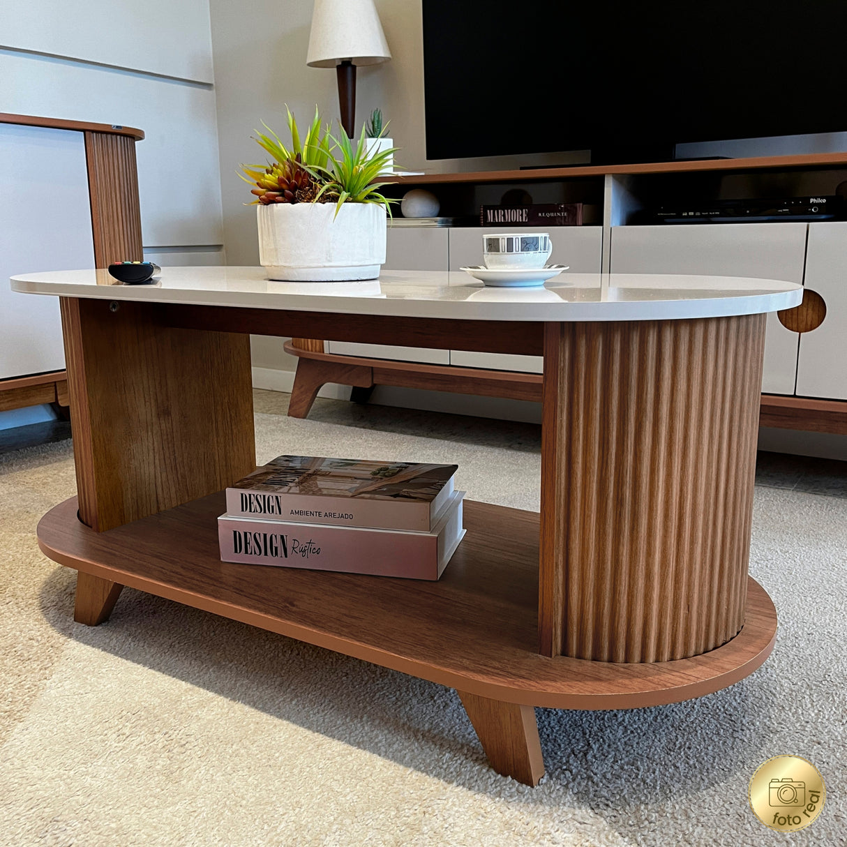 Mesa de Centro Vivaldi Café y Beige 100x45.5cm Rectangular