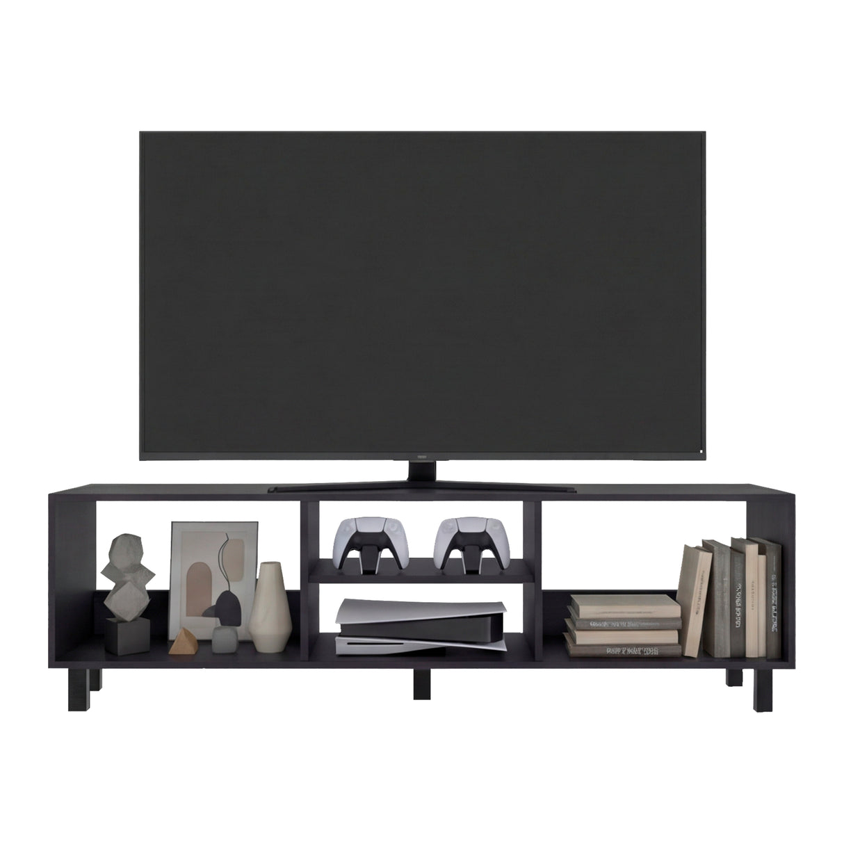 Rack de TV Tunez Plus Wengue 160x47.5cm para TV Hasta 70" Pulgadas con Cuatro Compartimientos
