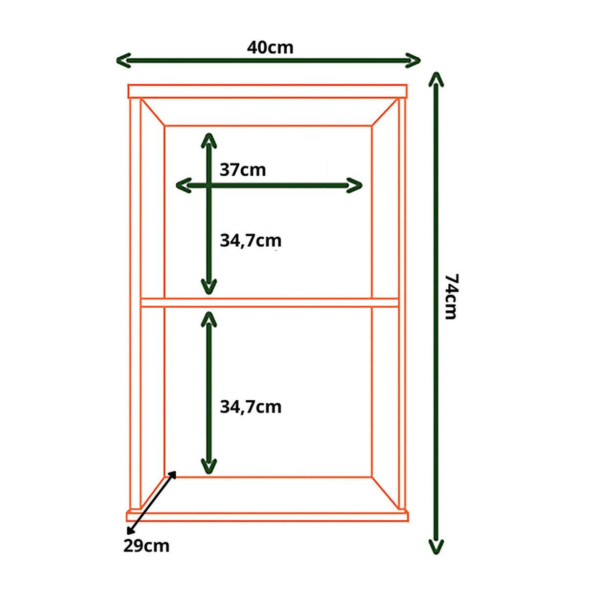 Mueble Superior de Cocina Java Natural 40x74cm con Dos Entrepaños y con Un Puerta