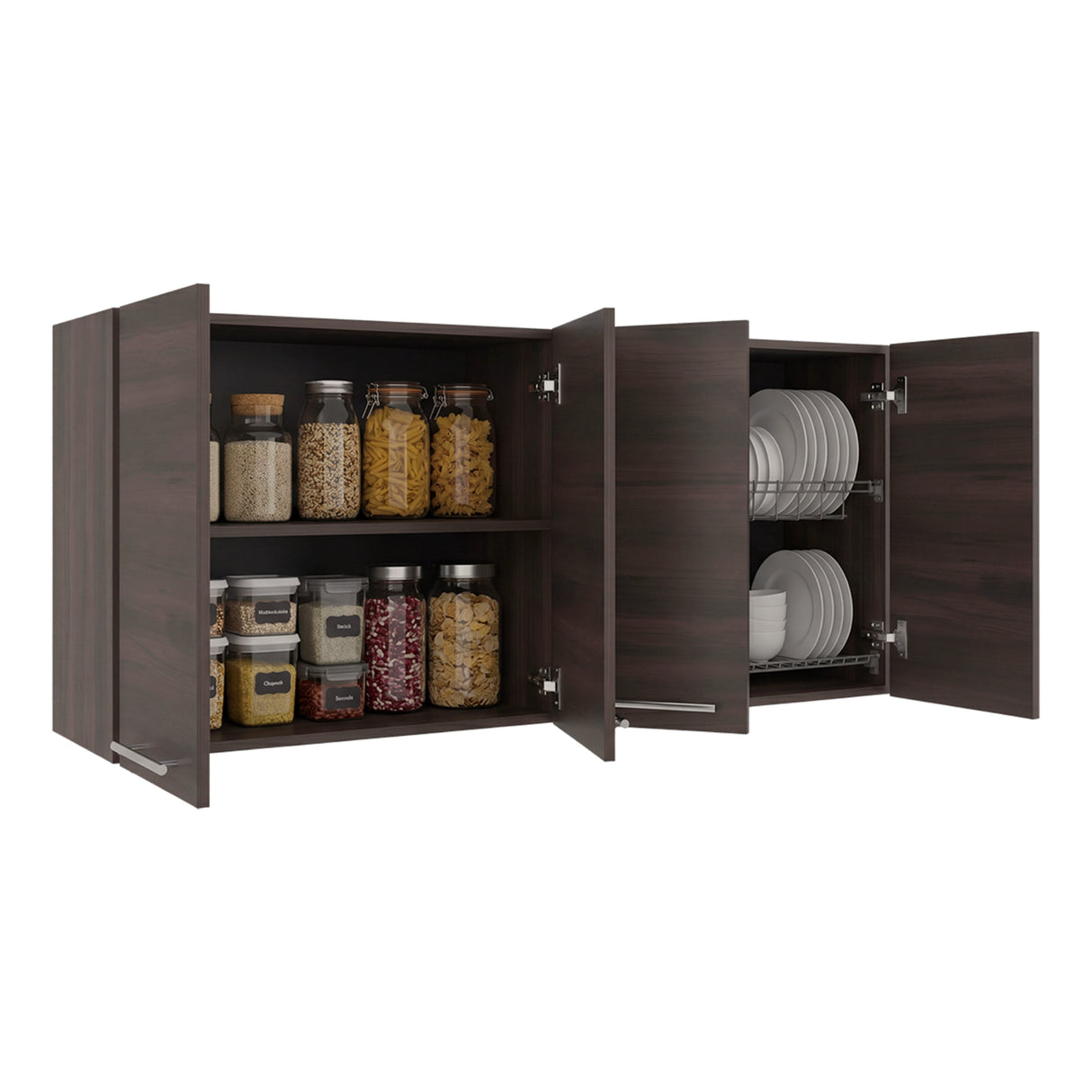 Mueble Superior de Cocina Superior Nogal 120x60cm con Un Entrepaño y con Cuatro Puertas