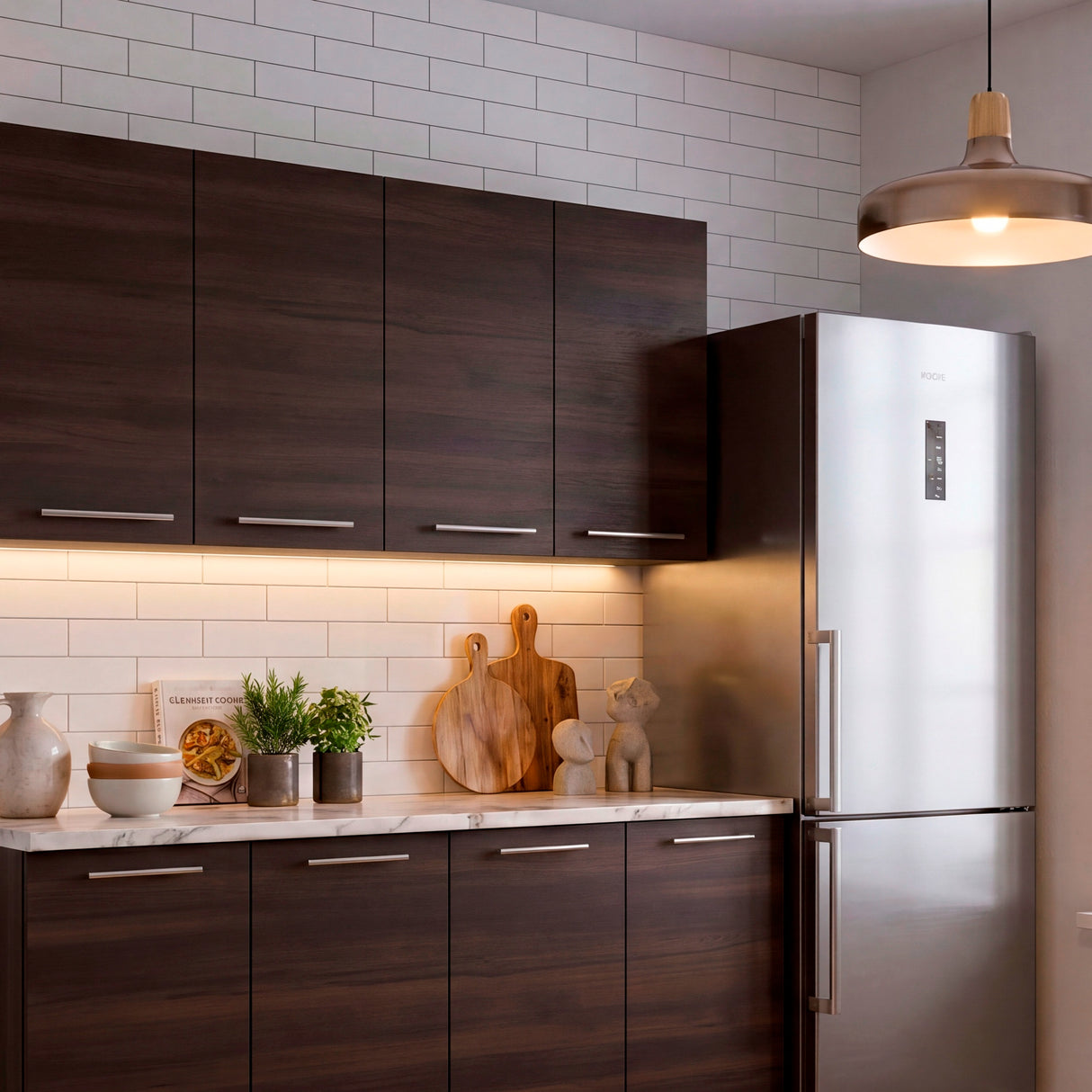 Mueble Superior de Cocina Superior Nogal 120x60cm con Un Entrepaño y con Cuatro Puertas