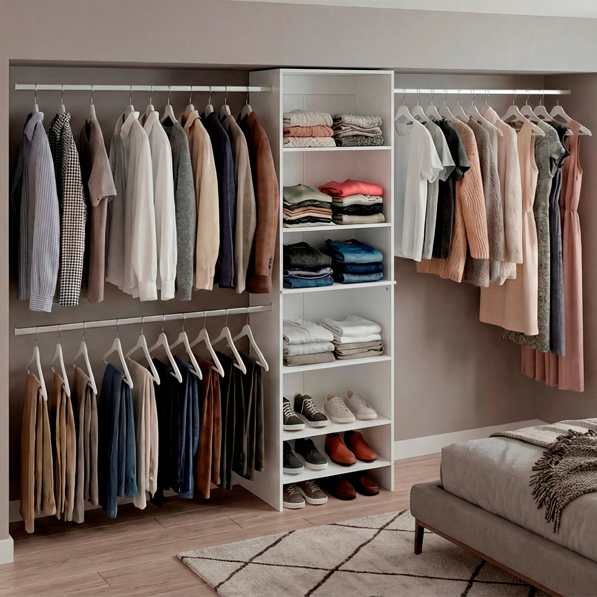 Closet Abierto Westport Blanco 306x211cm con Cuatro Entrepaños y Seis Compartimientos