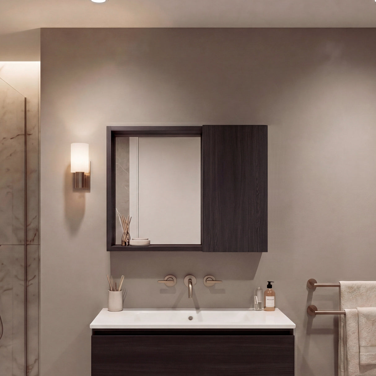 Gabinete de Baño Alessi Wengue 50.5x40.3cm con Una Puerta y con Espejo