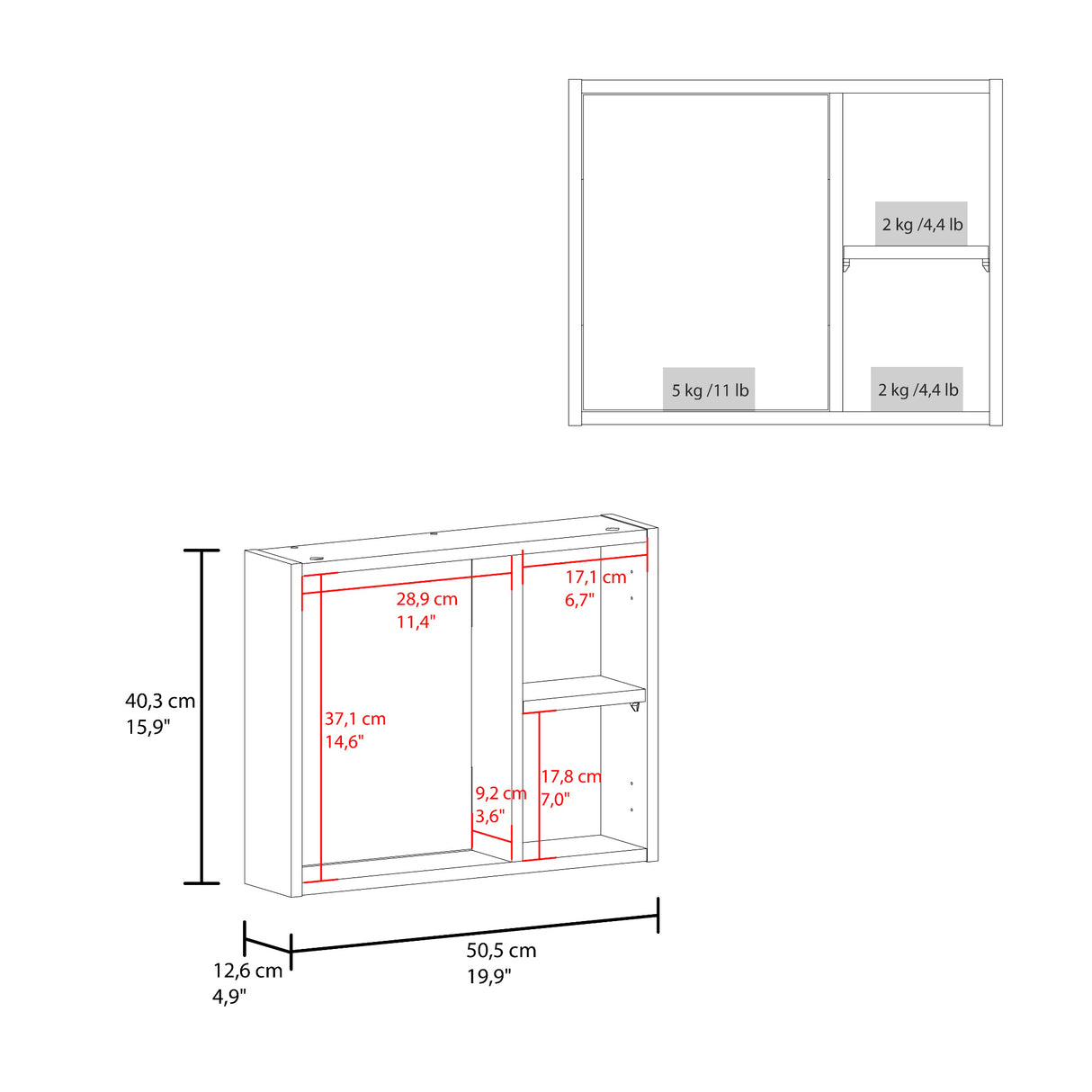 Gabinete de Baño Alessi Wengue 50.5x40.3cm con Una Puerta y con Espejo