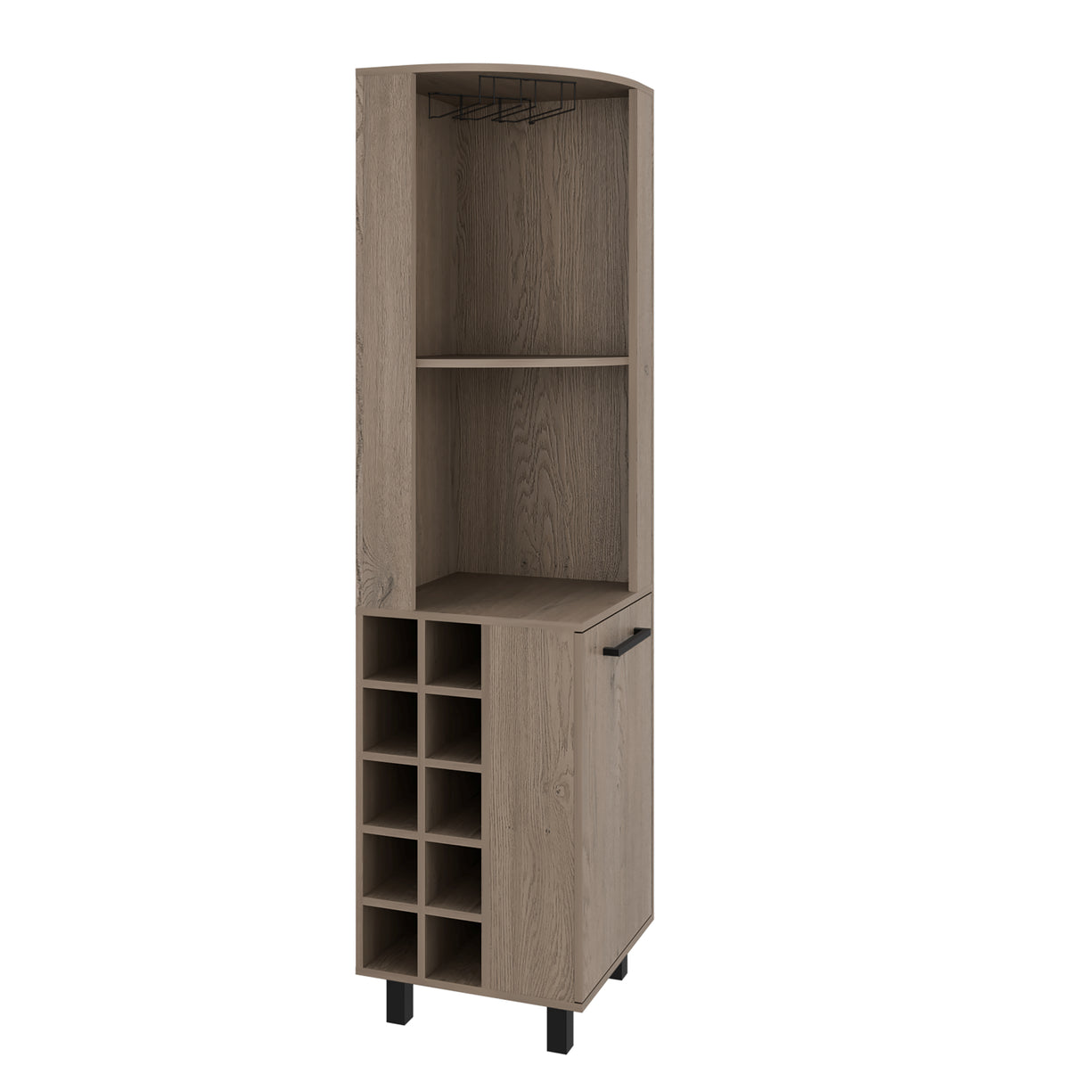 Bar Esquinero Kaia Cannolo 45x180cm con Doce Compartimientos y con Diez Portabotellas