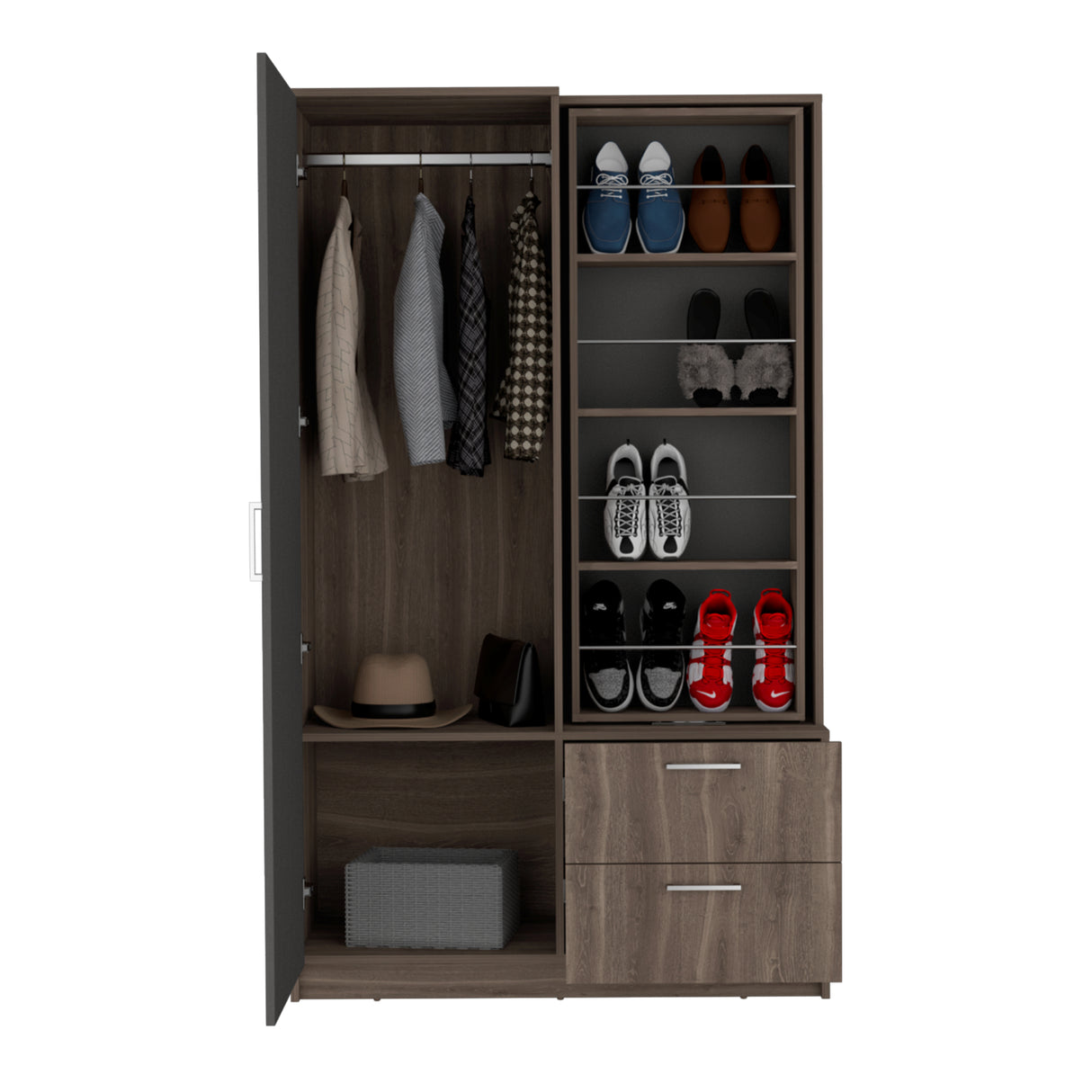 Closet Seville Milan y Plomo 106.6x180cm con Una Puerta y con Espejo