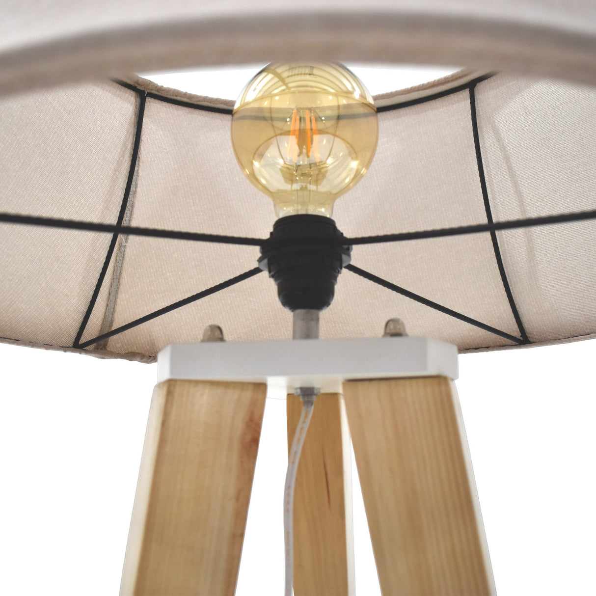 Lámpara de Piso Reims Beige y Matiz Natural 55x155cm para una Bombilla LED sin Bombilla