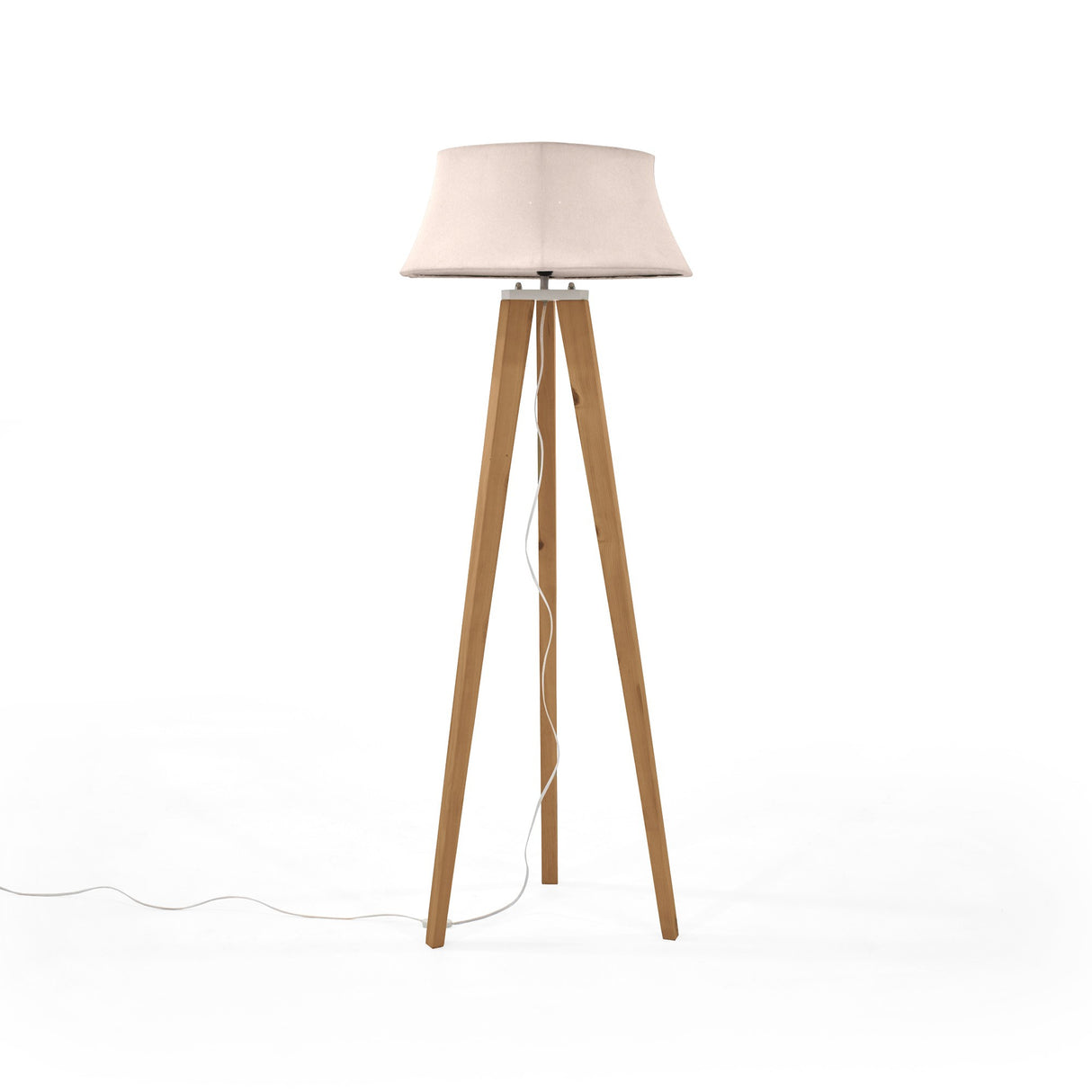 Lámpara de Piso Reims Beige y Matiz Caoba 55x155cm para una Bombilla LED sin Bombilla