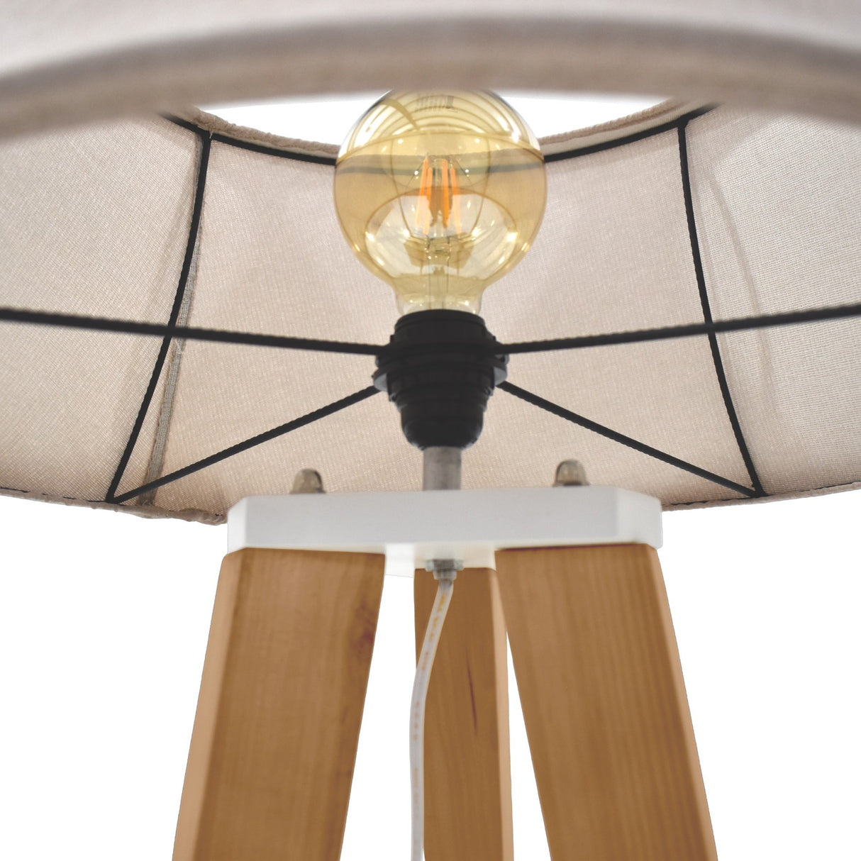 Lámpara de Piso Reims Beige y Matiz Caoba 55x155cm para una Bombilla LED sin Bombilla