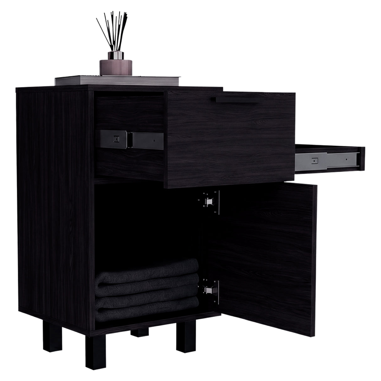 Mesa de Noche Kronos Wengue 41x70cm con Dos Cajones y con Una Puerta