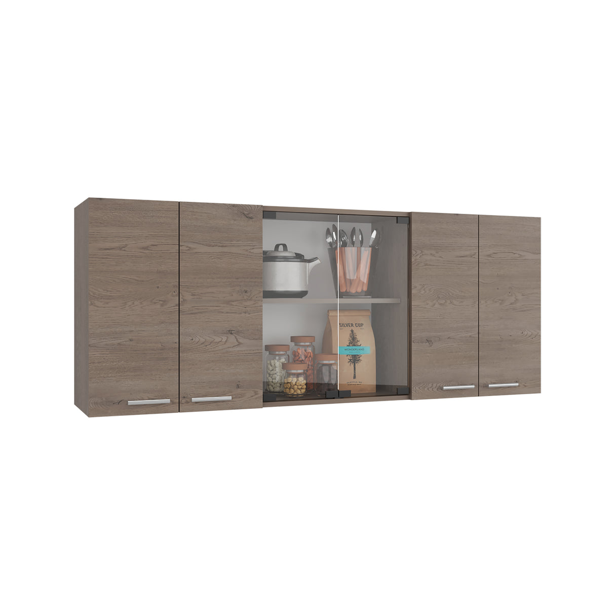 Mueble Superior de Cocina Cannolo 150x60cm con Seis Puertas y con Dos Entrepaños