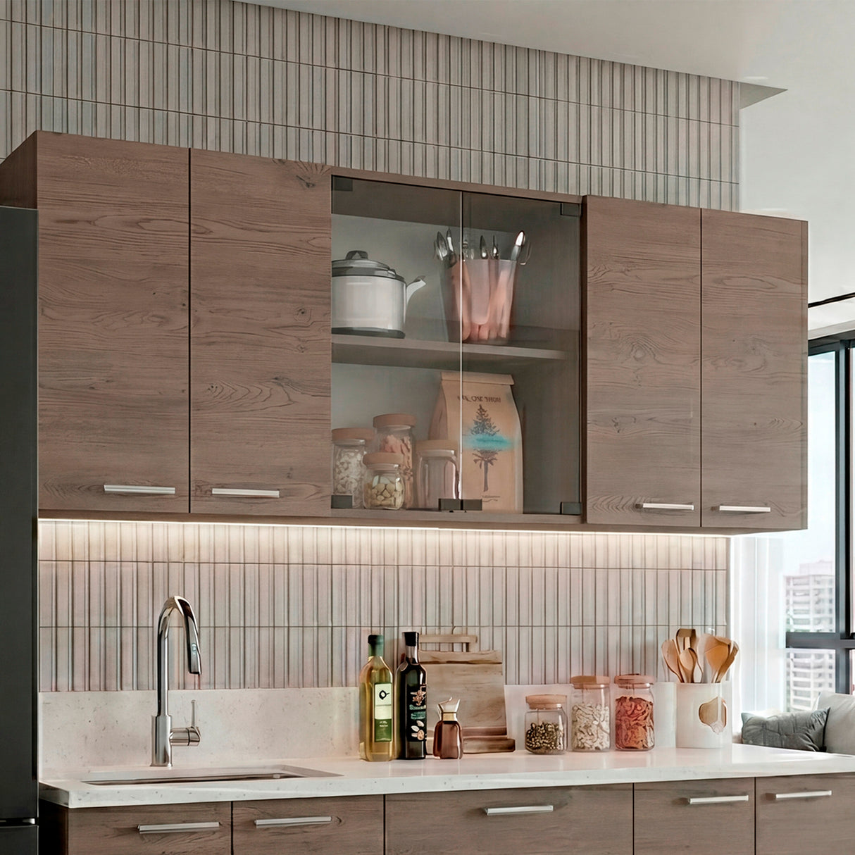 Mueble Superior de Cocina Cannolo 150x60cm con Seis Puertas y con Dos Entrepaños