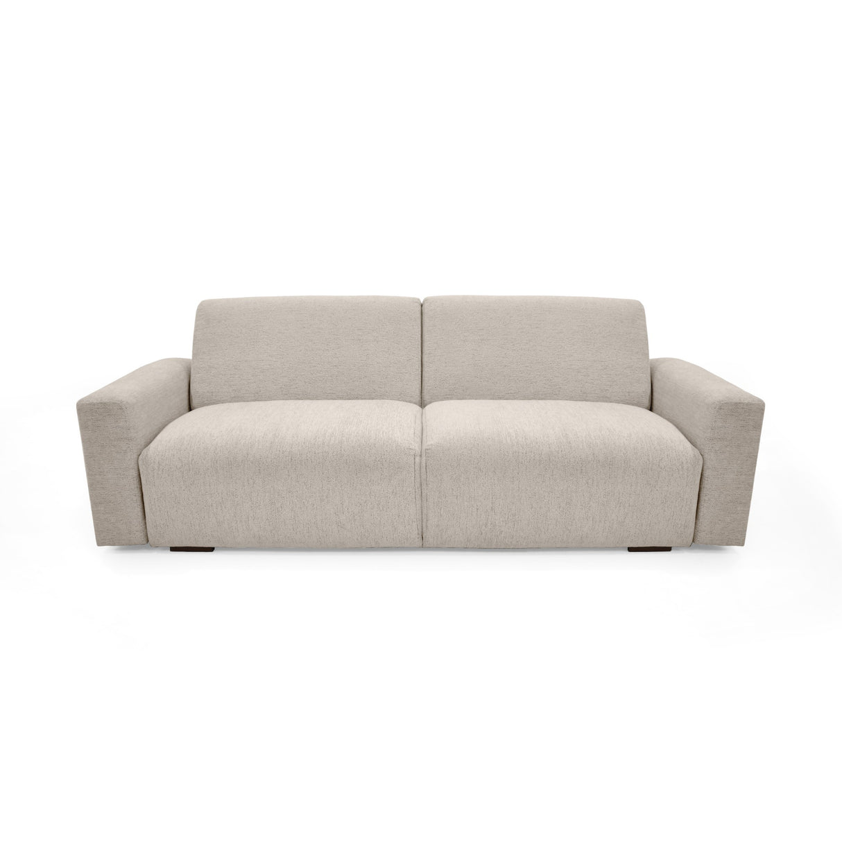 Sofacama Boston Beige y Matiz Wengue 225x80cm de Tres Puestos Reclinable con Apoya Brazos