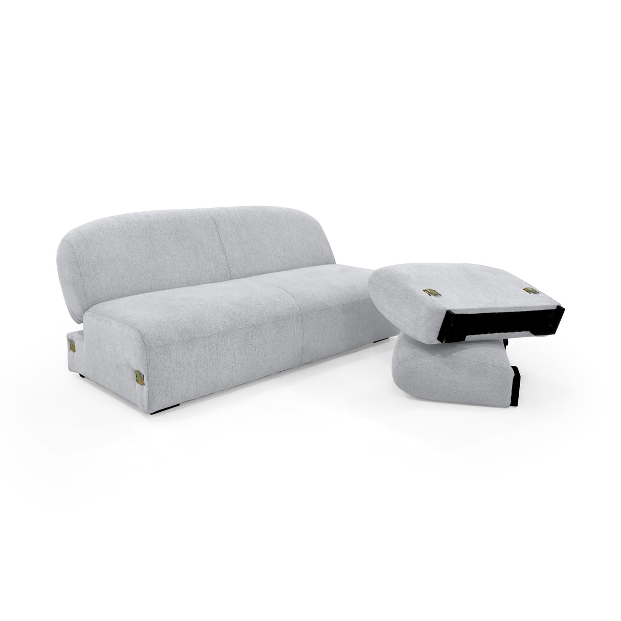Sofacama Auren Plata y Matiz Wengue 240x85cm de Tres Puestos Reclinable con Apoya Brazos