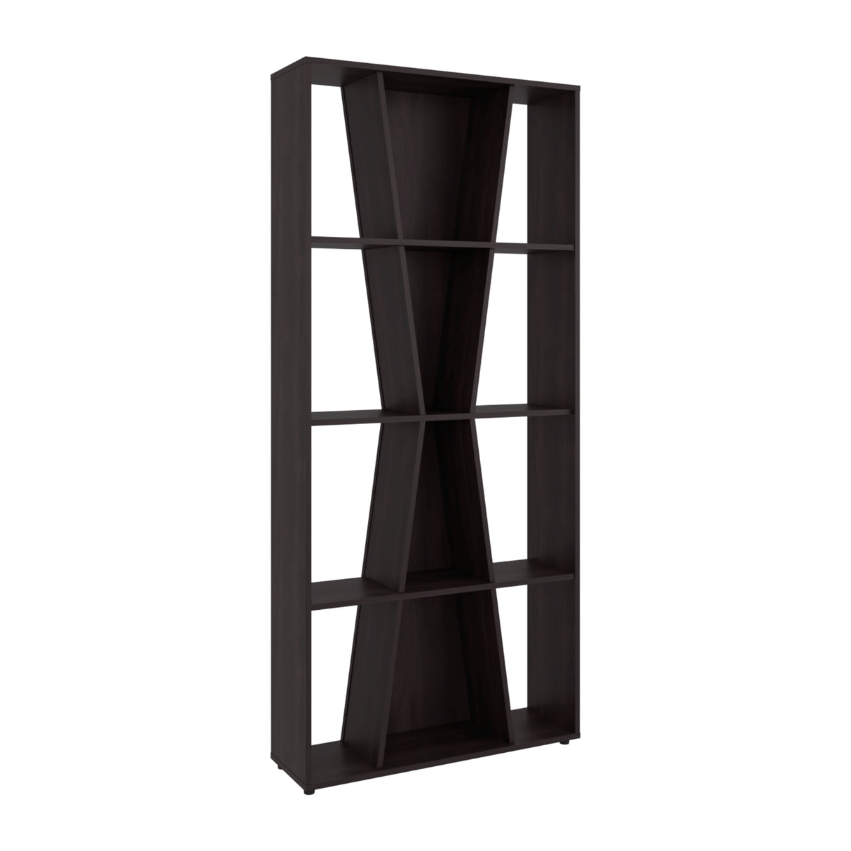 Biblioteca Vaughan Nogal 80x180cm Rectangular con Doce Compartimientos y con Tres Entrepaños