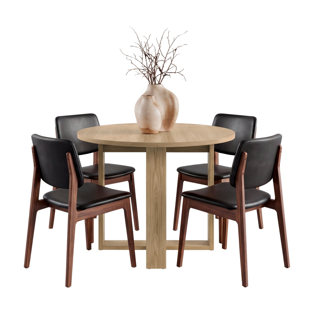 Mesa de Comedor Lily Fresno 105x75.1cm Circular de Cuatro Puestos sin Sillas