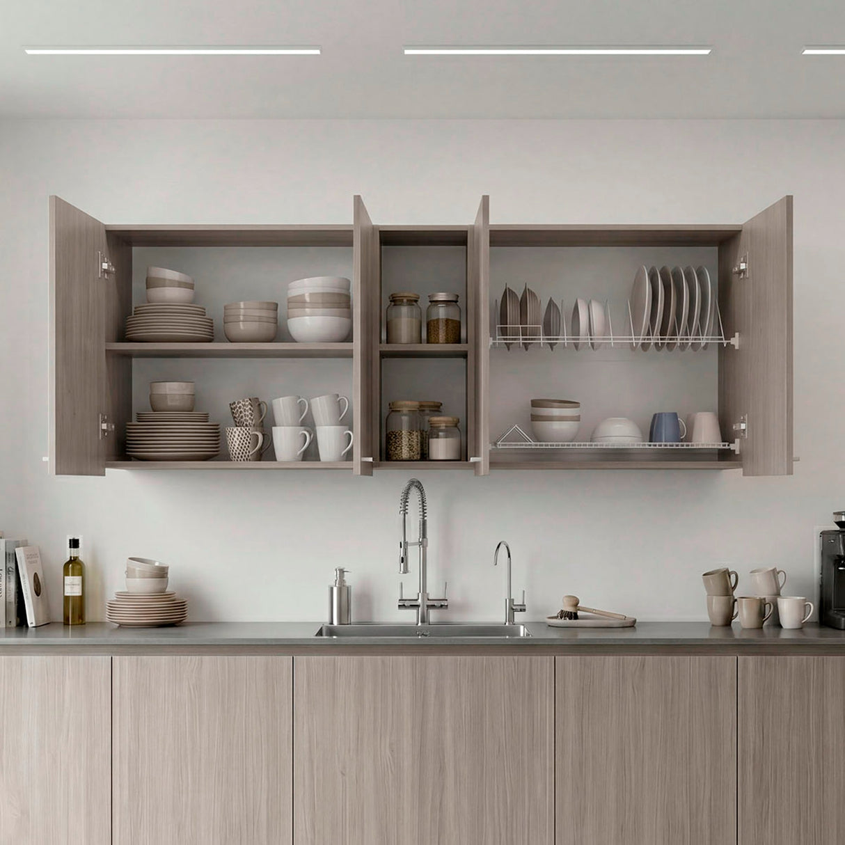 Gabinete de Cocina Portofino Cannolo 150x60cm con Cuatro Puertas y con Dos Entrepaños