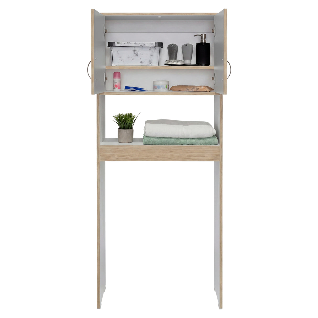 Ahorrador de Espacio para Baño Siena Cartagena y Blanco 63.1x160cm con Un Entrepaño