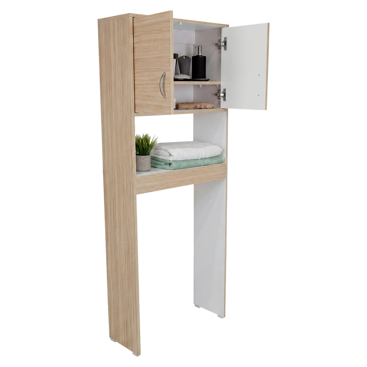 Ahorrador de Espacio para Baño Siena Cartagena y Blanco 63.1x160cm con Un Entrepaño