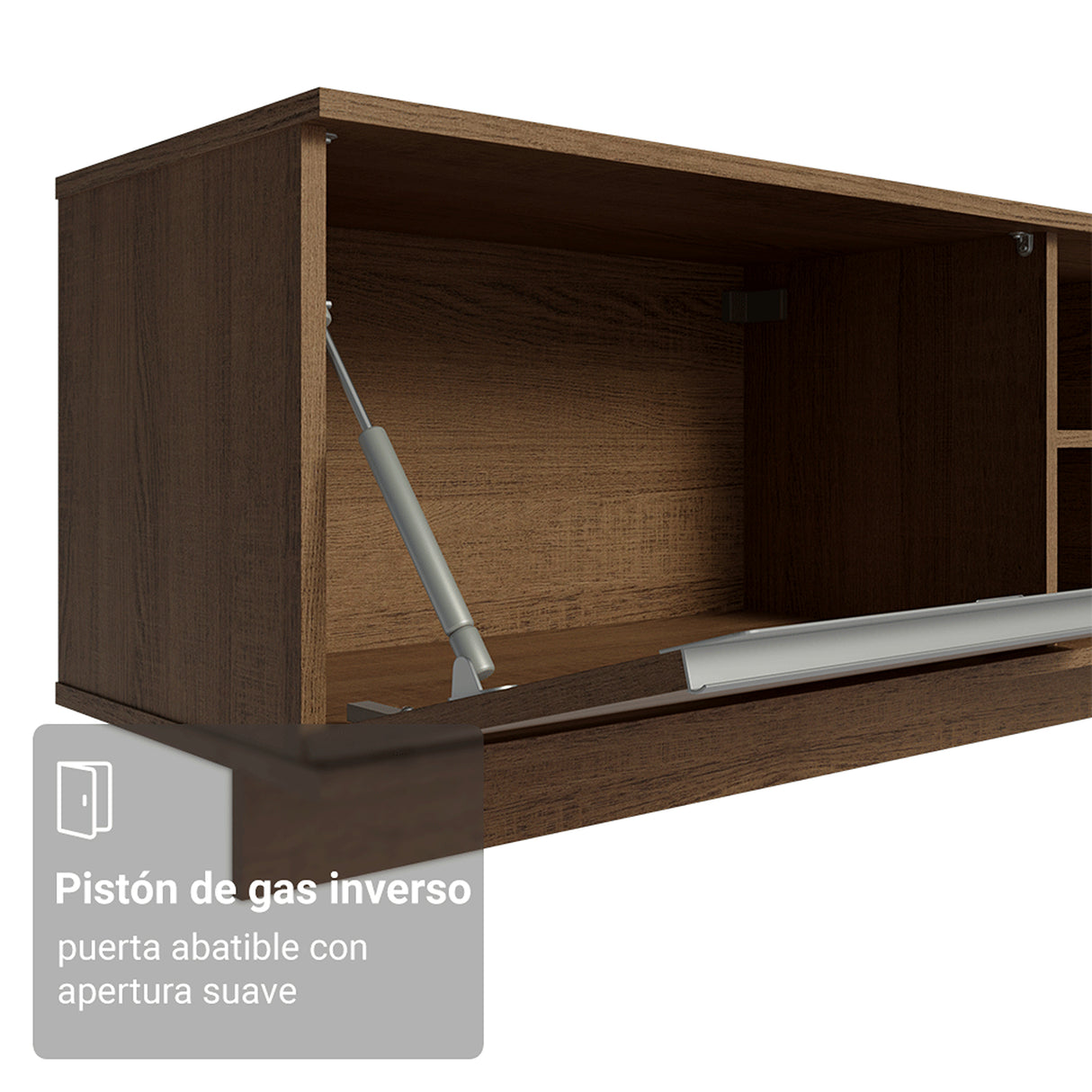 Rack de TV Glamy Marrón 218x52cm para TV Hasta 80 Pulgadas Flotante con Cinco Cajones