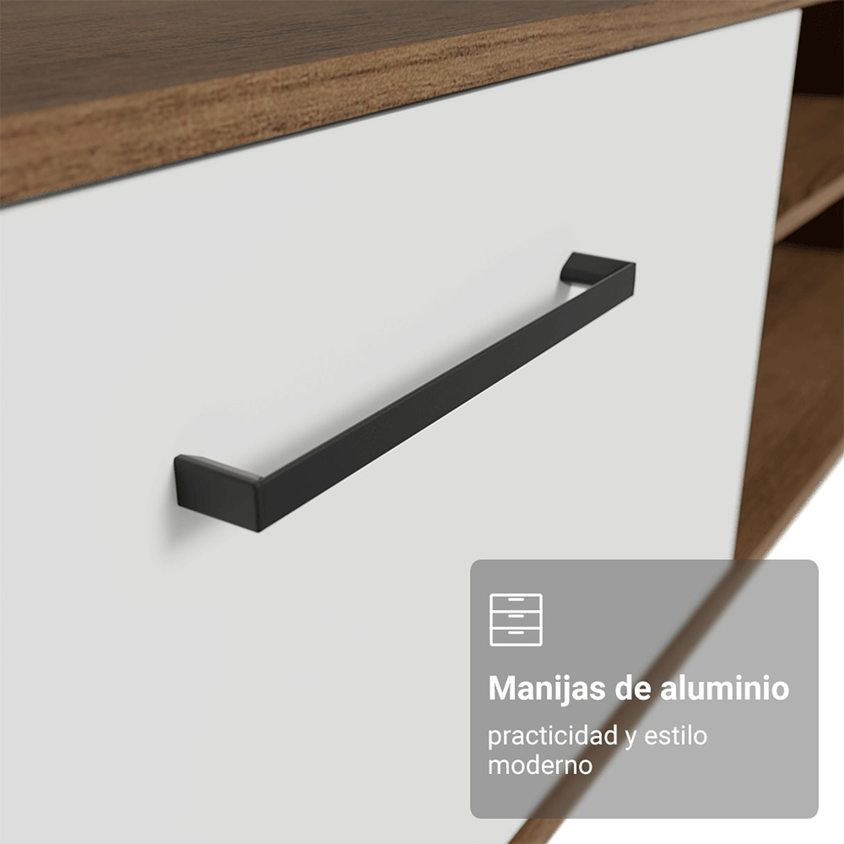 Rack de TV Agata Marrón y Blanco 218x52cm para TV Hasta 80 Pulgadas Flotante con Cinco Cajones