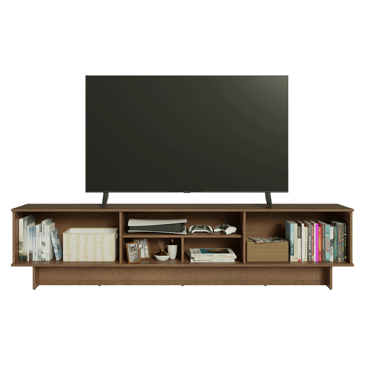 Rack de TV Vik Marrón y Verde 218x52cm para TV Hasta 80 Pulgadas con Cinco Cajones