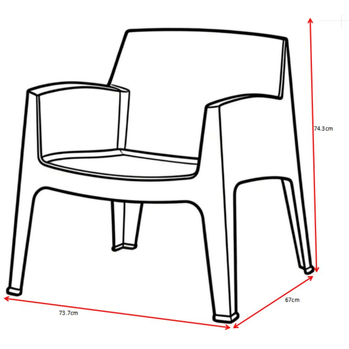 Silla para Exteriores Coron Negro 62.5x73cm con Apoya Brazos y con Espaldar