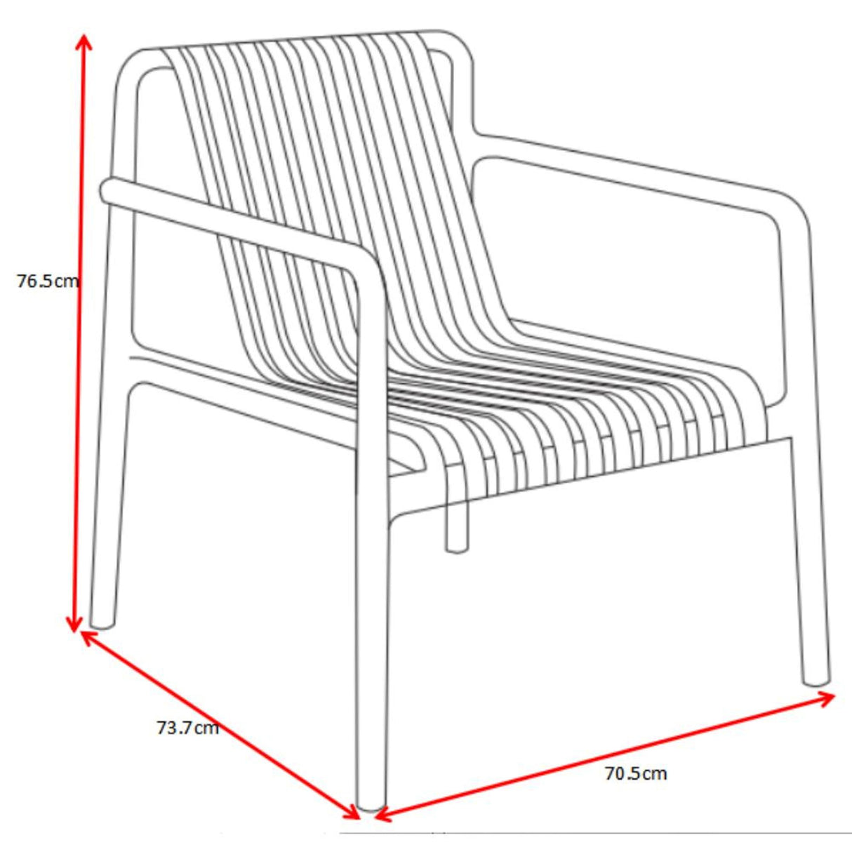 Silla para Exteriores Parma Negro 66.5x76cm Apilable con Apoya Brazos y con Espaldar