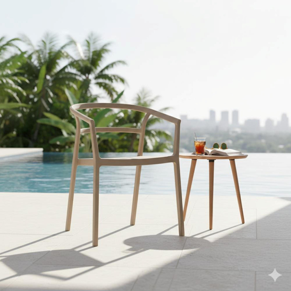 Silla para Exteriores Porto Taupe 56x75.5cm Apilable con Apoya Brazos y con Espaldar