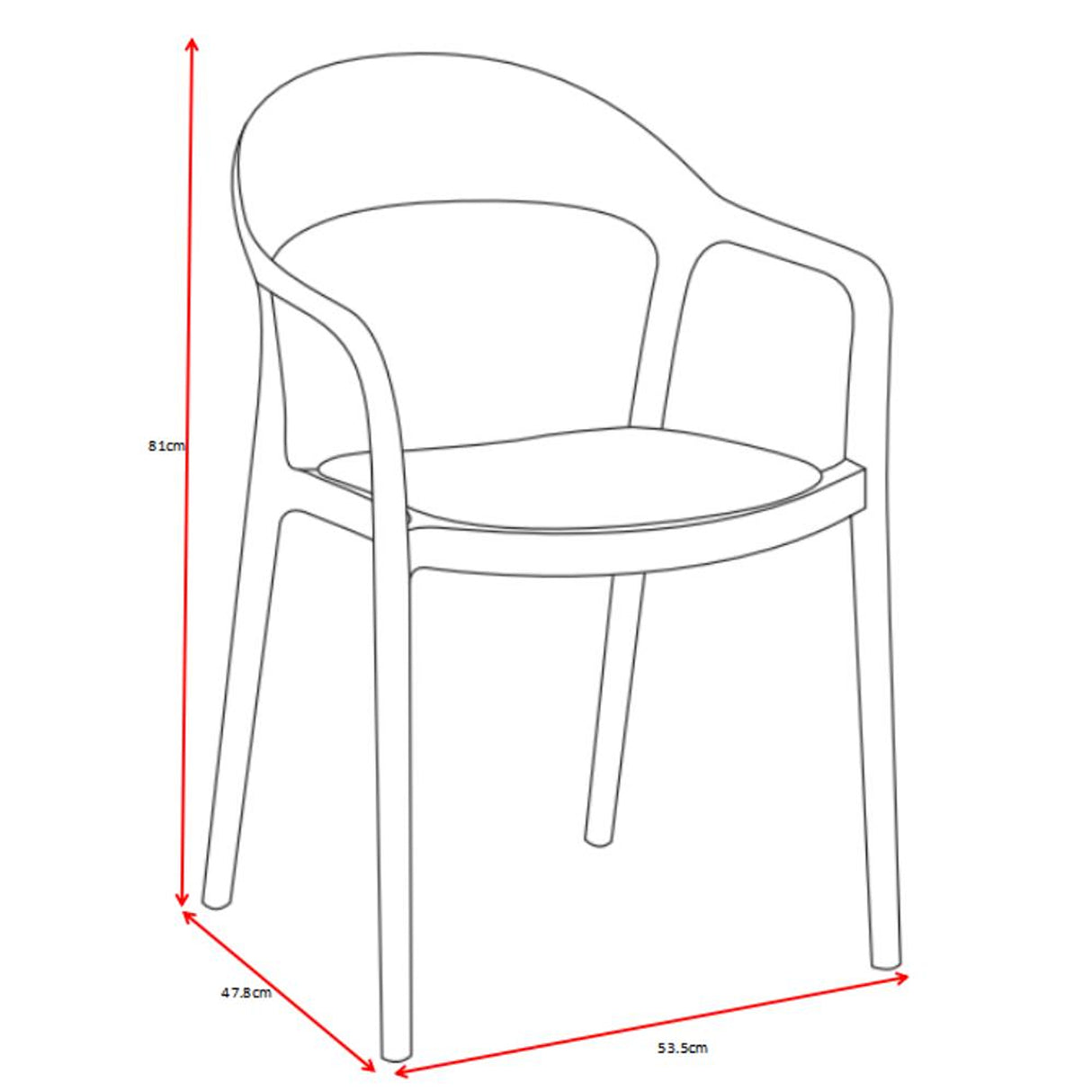 Silla para Exteriores Rio Negro y Beige 57x81cm Apilable con Apoya Brazos y con Espaldar