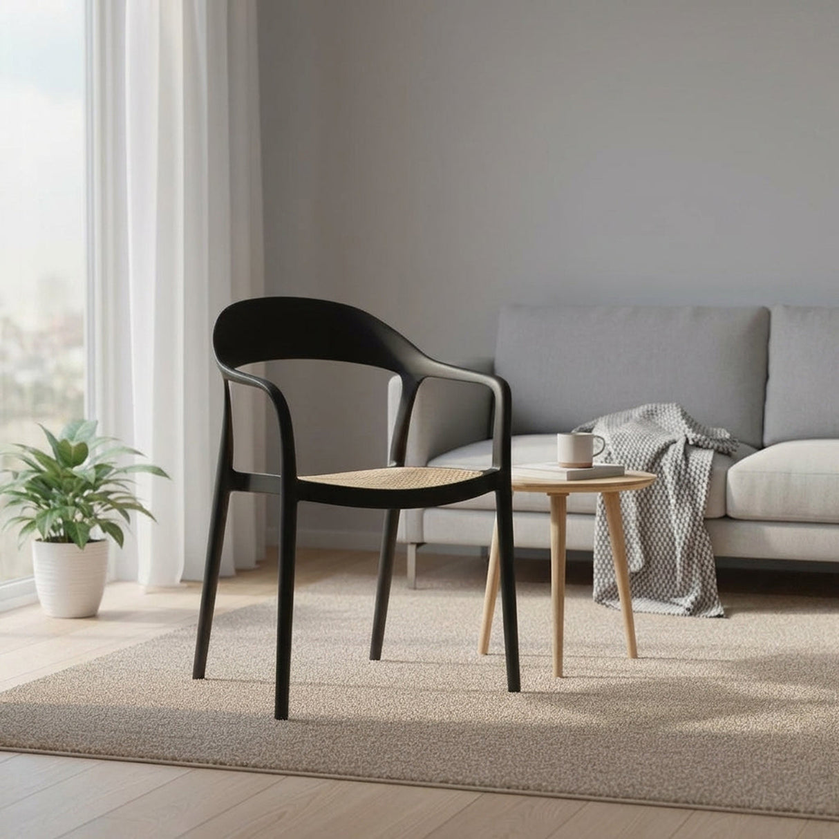 Silla para Exteriores Rio Negro y Beige 57x81cm Apilable con Apoya Brazos y con Espaldar