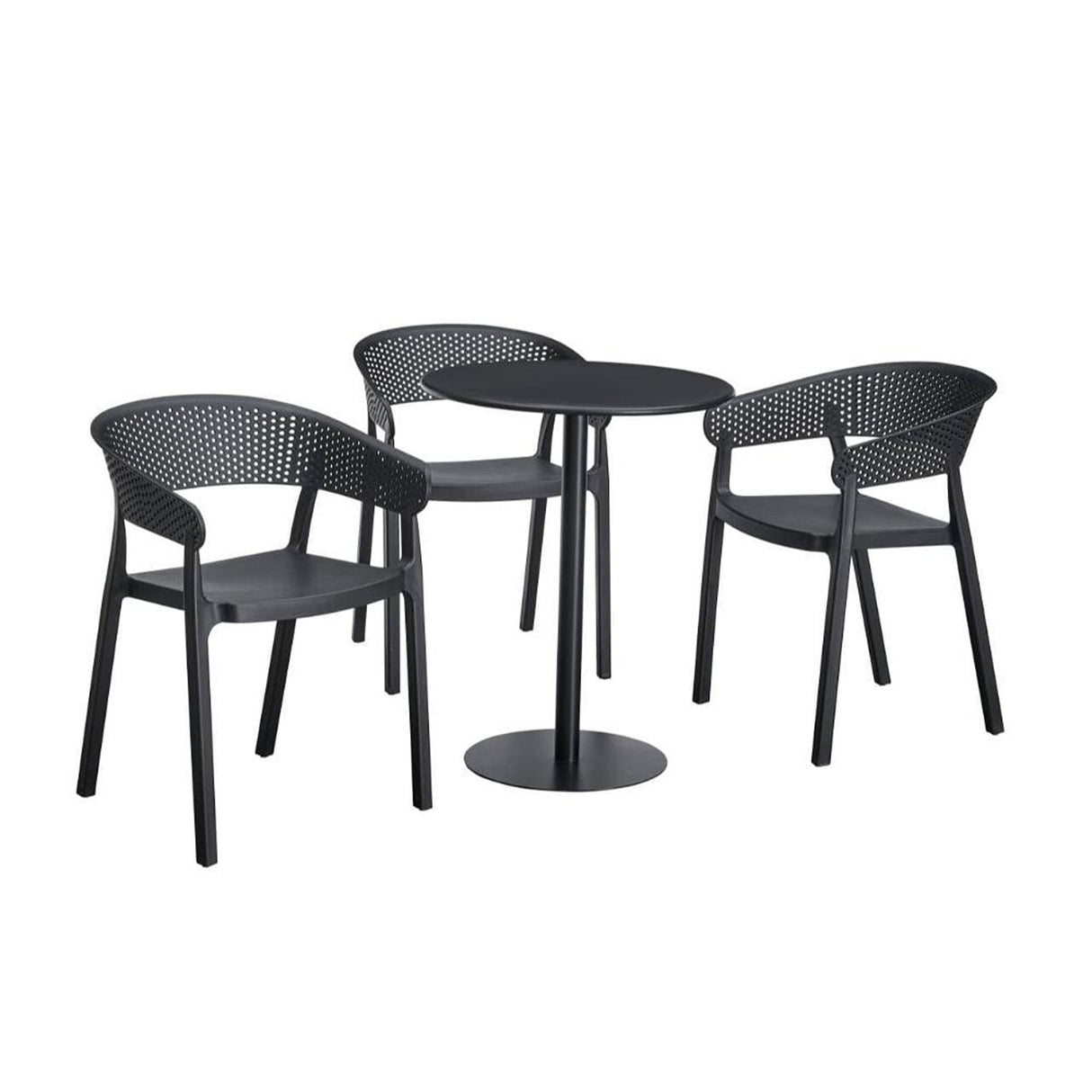 Silla para Exteriores Manaos Negro 52x73cm Apilable con Apoya Brazos y con Espaldar