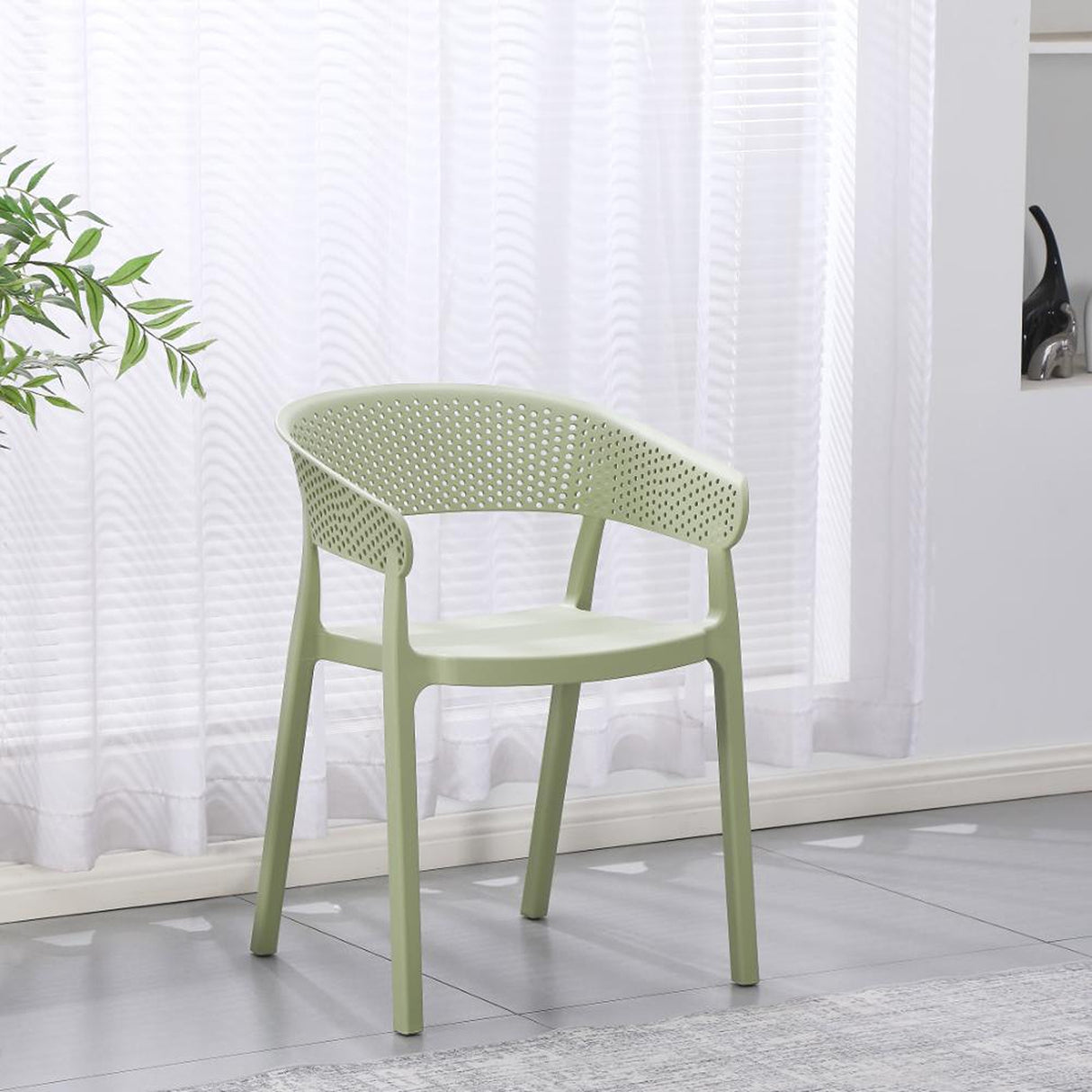 Silla para Exteriores Manaos Verde 52x73cm Apilable con Apoya Brazos y con Espaldar