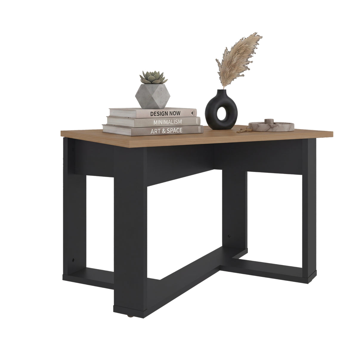 Mesa Auxiliar Pietra Fresno Europeo y Wengue 59.8x39.6cm Rectangular con Patas