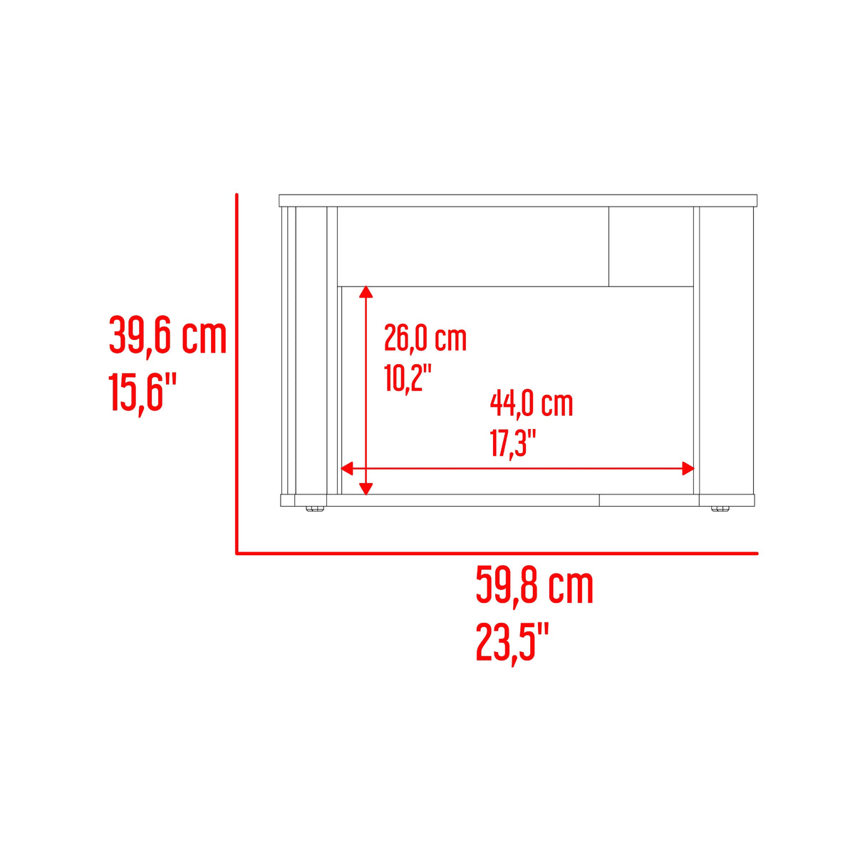 Mesa Auxiliar Pietra Fresno Europeo y Wengue 59.8x39.6cm Rectangular con Patas