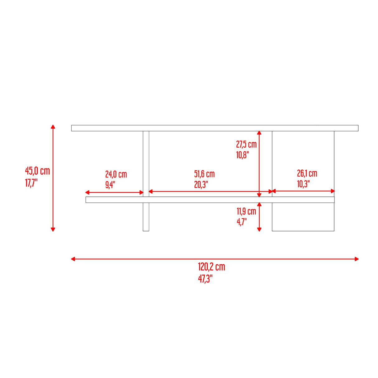 Rack de TV Leeds Fresno Europeo 120.2x45cm para TV Hasta 50" Pulgadas