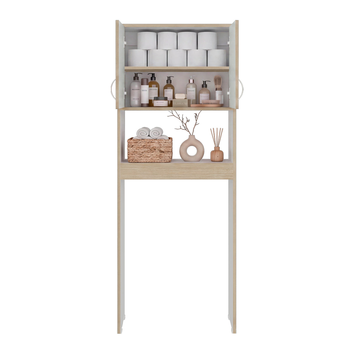 Ahorrador de Espacio para Baño Bath Cartagena y Blanco 63.1x160cm con Dos Entrepaños