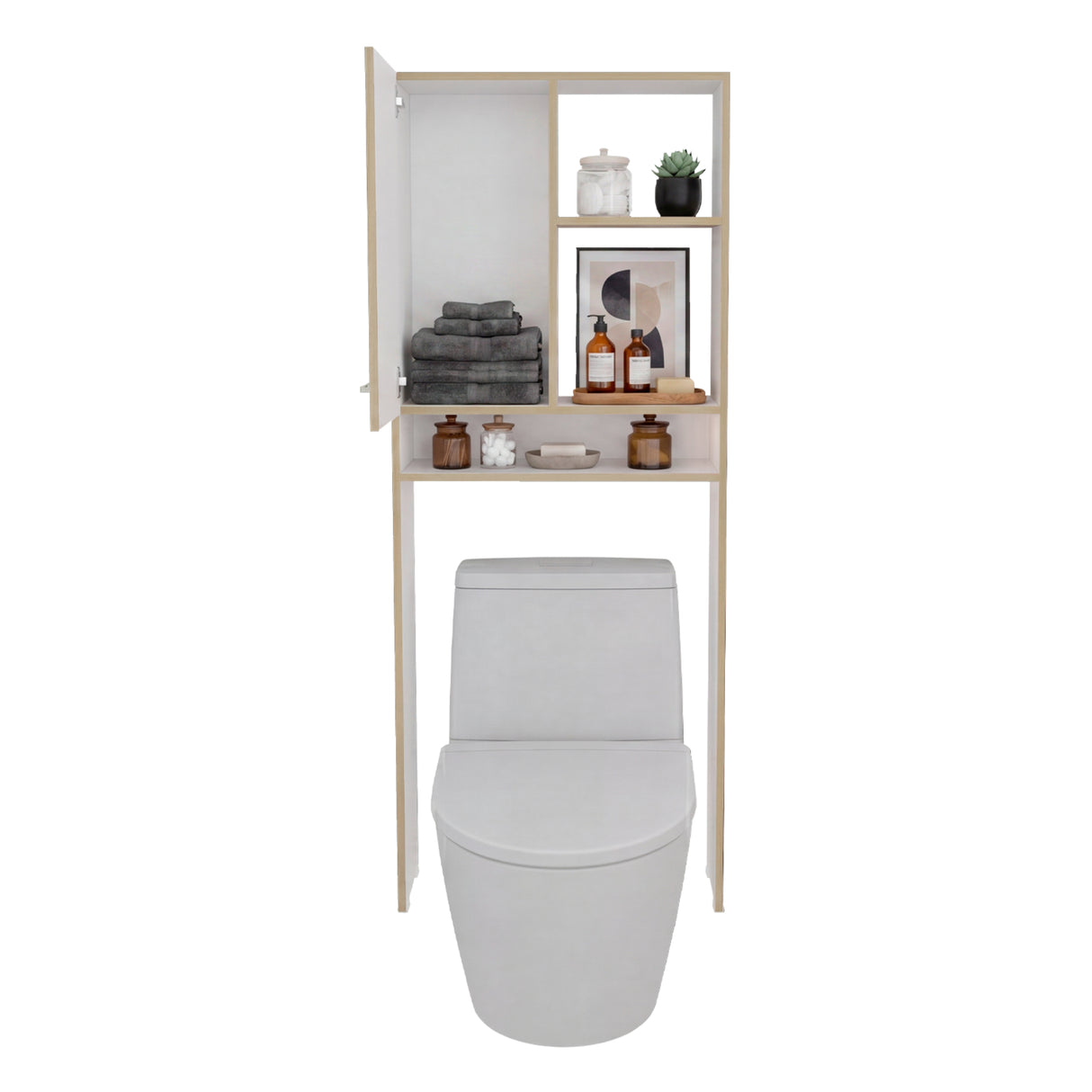 Ahorrador de Espacio para Baño Bath Cartagena y Blanco 63.1x160.8cm con Un Entrepaño