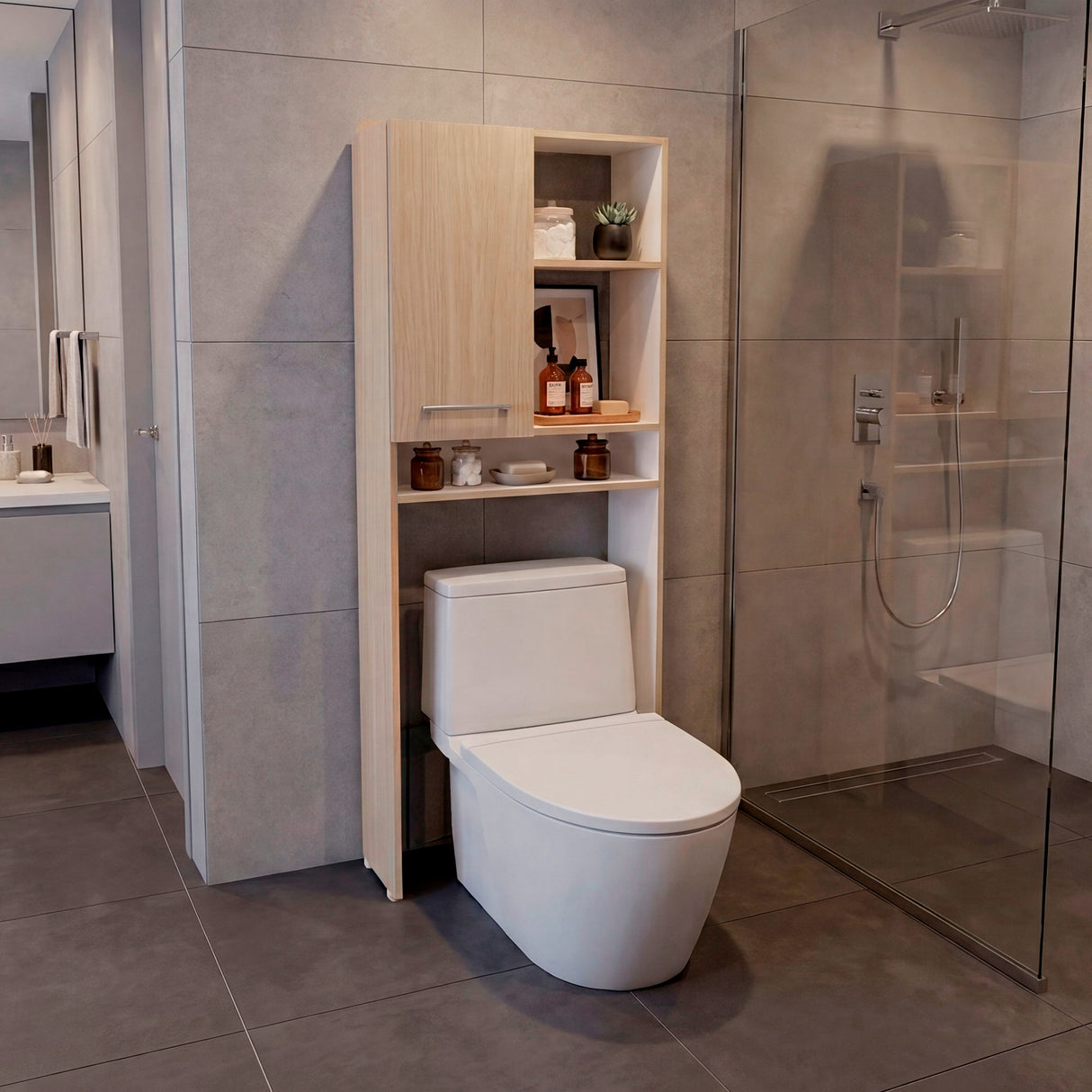 Ahorrador de Espacio para Baño Bath Cartagena y Blanco 63.1x160.8cm con Un Entrepaño