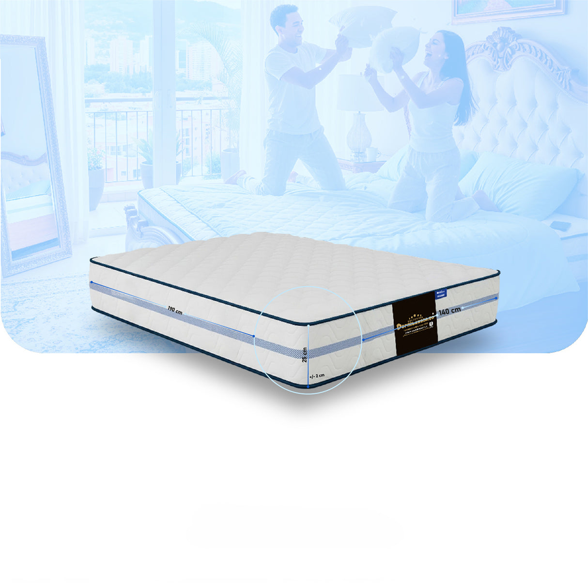 Colchón Enrollado Caribe Blanco Doble 140 X 190 Cm Firmeza Suave Doble Faz