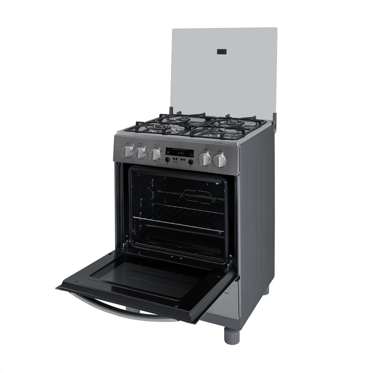 Estufa Challenger Kitchen Gourmet Gris 60x93cm para Gas Natural con Cuatro Quemadores y Un Horno Rosticero Grill