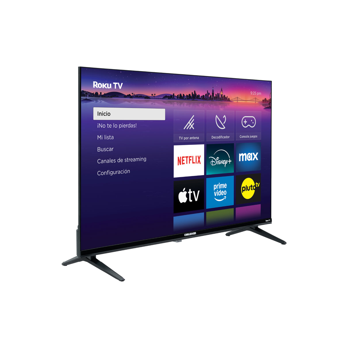 Televisor Smart Challenger Roku Negro 71.8x43.1cm de 32" Pulgadas HD con Wifi Integrado y con Bluetooth