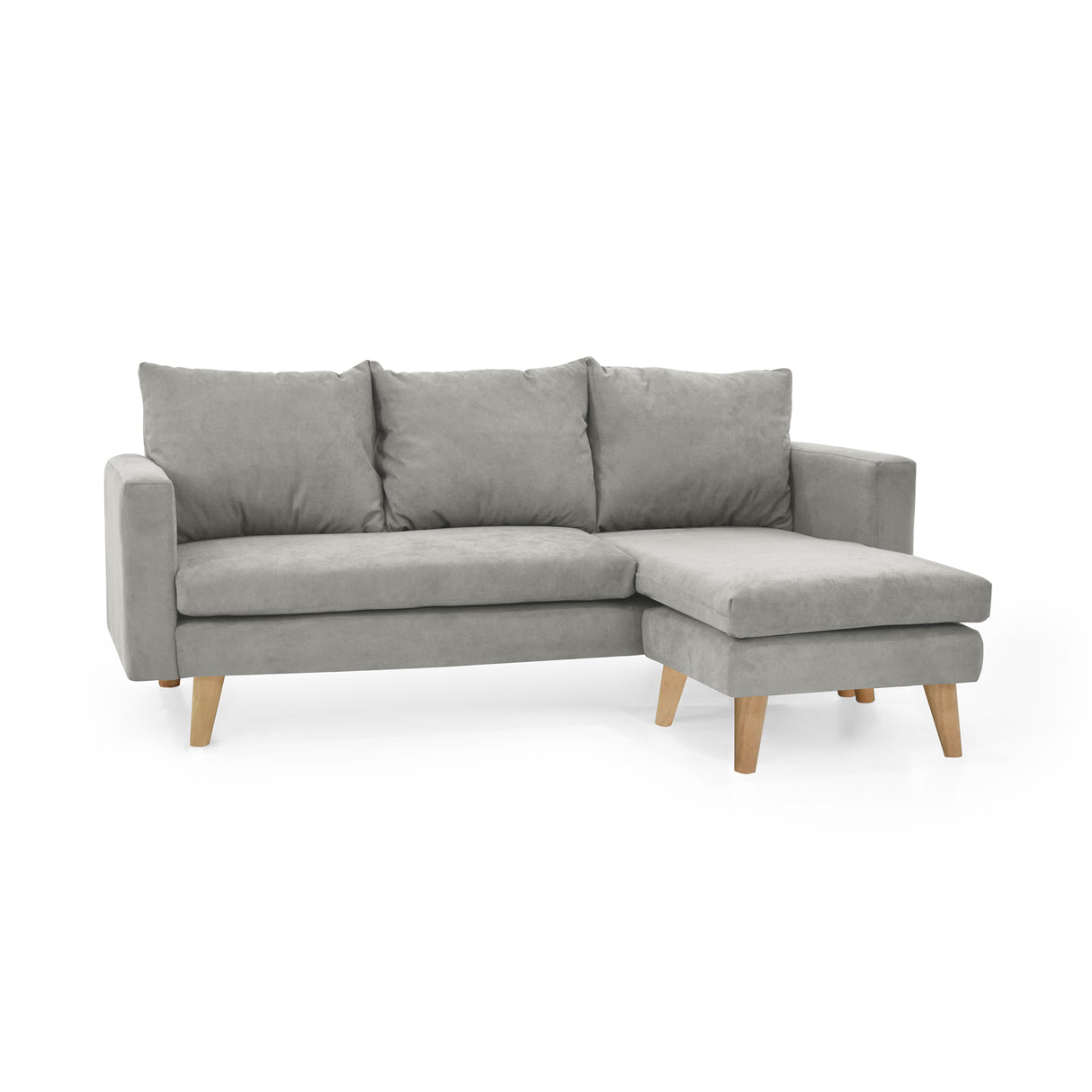 Sofá Barbados Plata Dorsey y Matiz Natural 190x85cm de Tres Puestos sin Apoya Brazos
