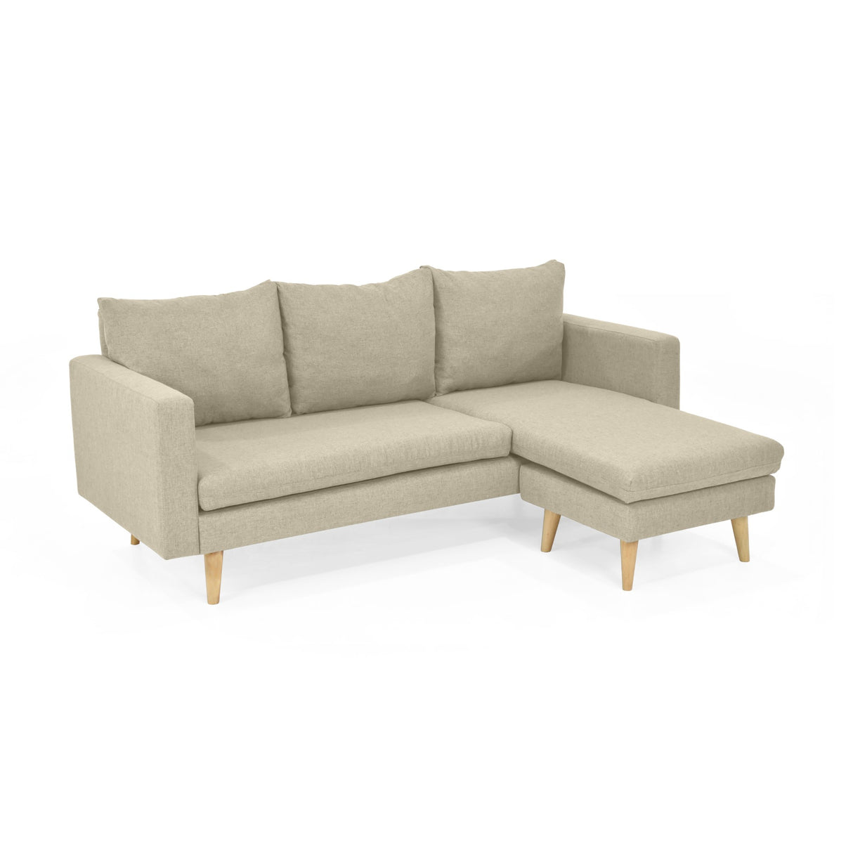 Sofá Barbados Beige Duster y Matiz Natural 190x85cm de Tres Puestos sin Apoya Brazos
