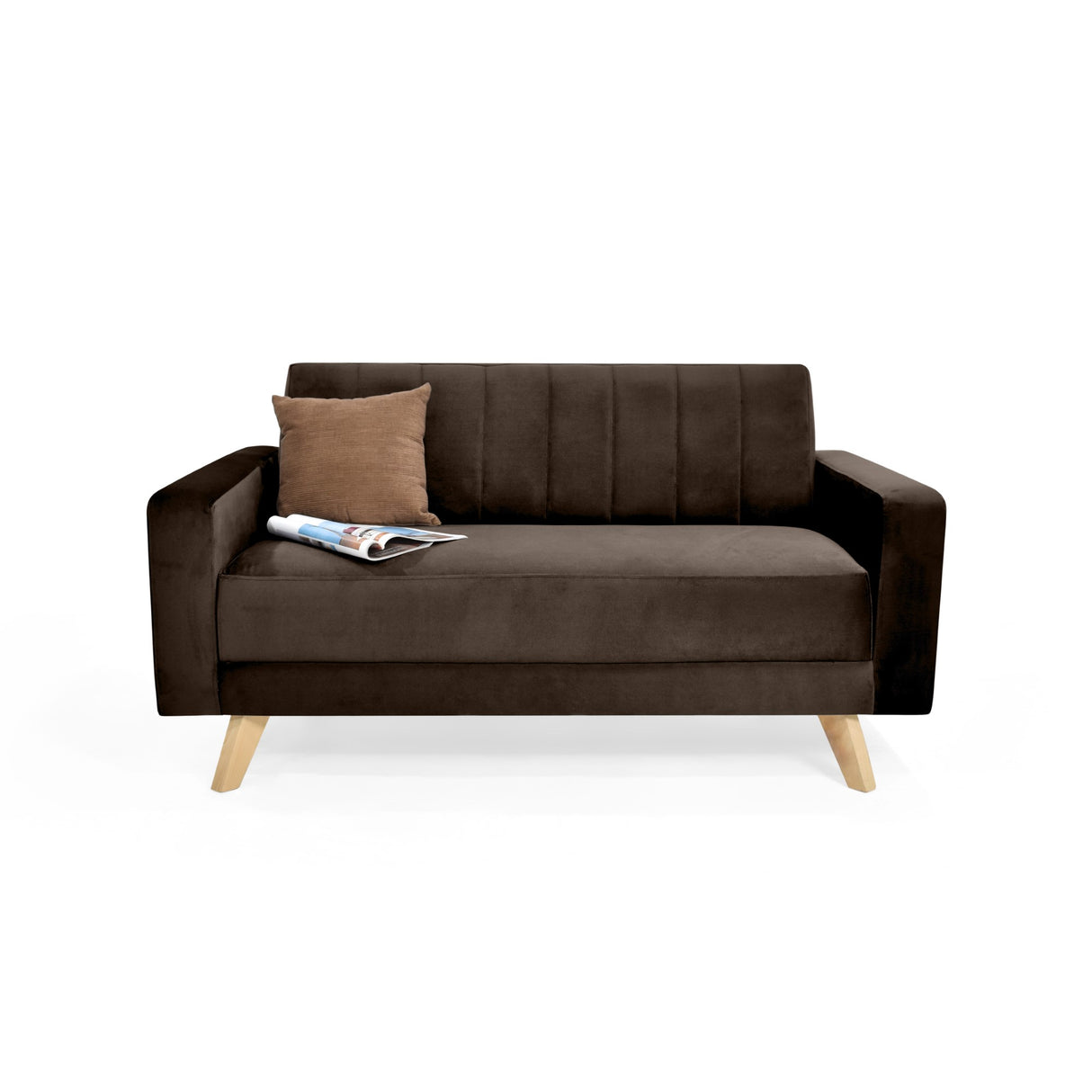 Sofá Baru Chocolate Denver y Matiz Natural 150x82cm de Dos Puestos sin Apoya Brazos