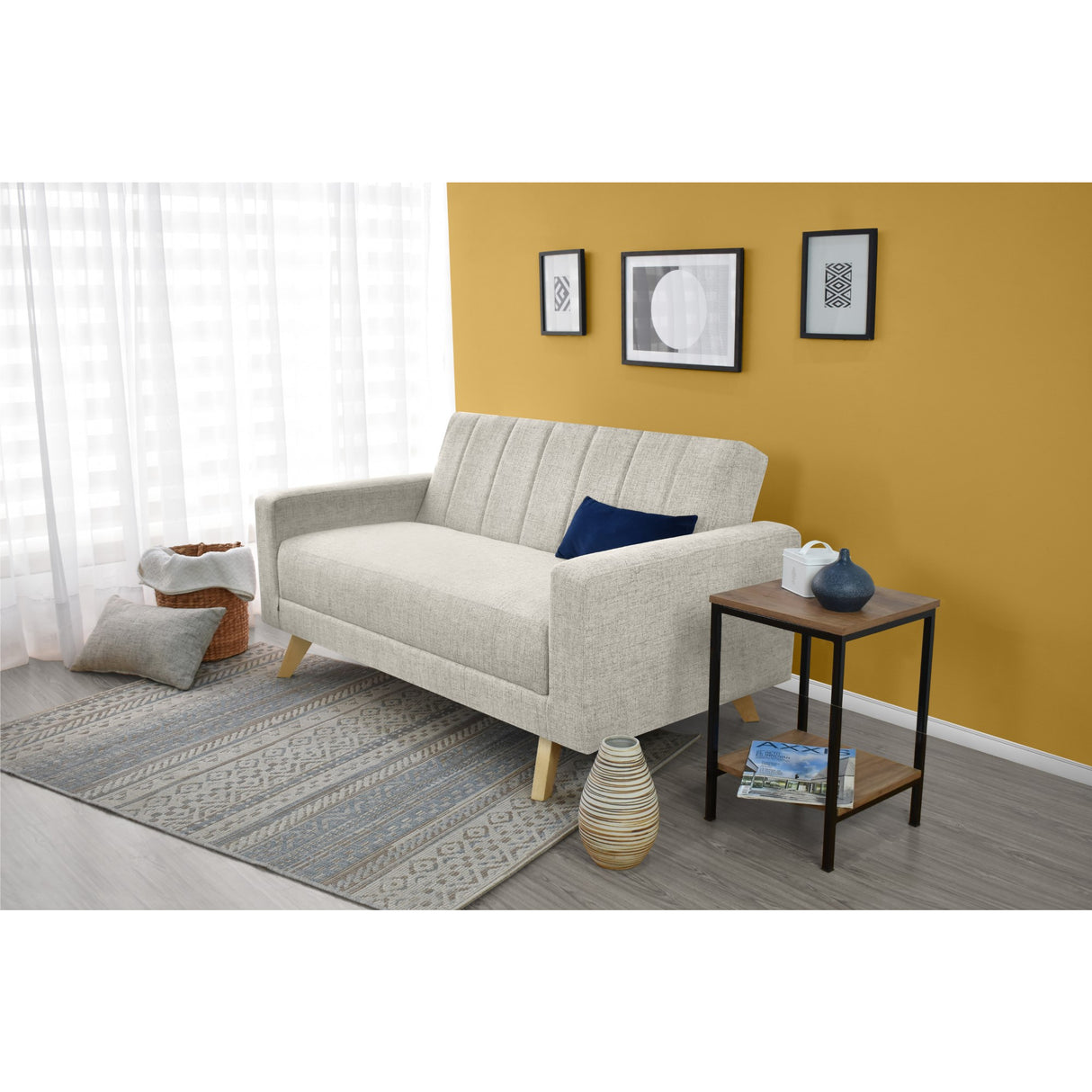 Sofá Baru Taupe Dicosta y Matiz Natural 150x82cm de Dos Puestos sin Apoya Brazos