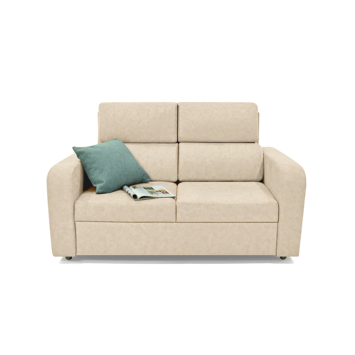 Sofá Bethel Beige Sky y Madera Cromo 148x95cm de Dos Puestos con Apoya Brazos