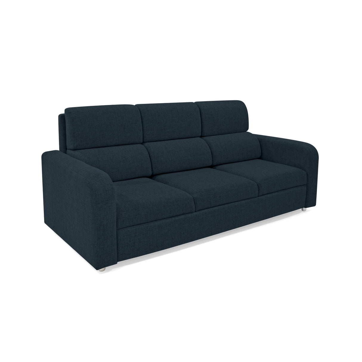 Sofá Bethel Plomo Eureka y Madera Cromo 207x95cm de Tres Puestos con Apoya Brazos